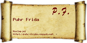 Puhr Frida névjegykártya